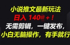 小说推文最新玩法，一天收入多张，无需剪辑，一键发布，小白无脑操作，有手就行