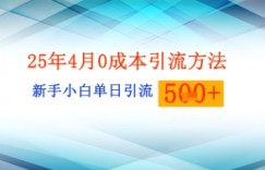 25年4月最新0成本引流方法新手小白单日引流500+精准创业粉