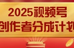 2025风口项目视频号创作者分成计划，操作简单，小白也能日入数张