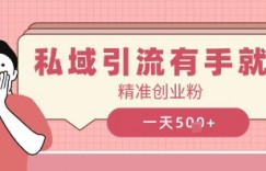 私域引流有手就行，日引500+精准创业粉