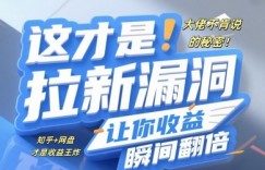 大佬不肯说的秘密，这才是拉新漏洞，让你收益瞬间翻倍