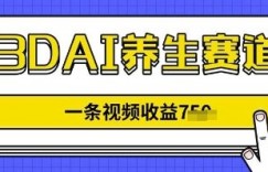 3DAI养生赛道，一条视频挣了几张，3分钟一条