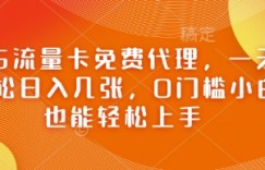 5G流量卡免费代理，一天轻松日入几张，0门槛小白也能轻松上手