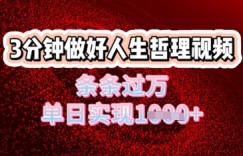 人生哲理视频利用DeepSeek，流量条条过万，单日变现几张