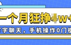 打字聊天，手机操作0槛，一个月逛挣过W+