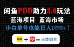 闲鱼拼多多助力，蓝海项目新手单号也能日入几张