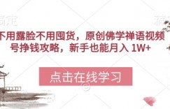 不用露脸不用囤货，原创佛学禅语视频号挣钱攻略，新手也能月入 1W+