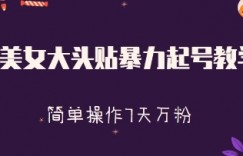 美女大头贴暴力起号教学，简单操作，7天万粉