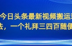 今日头条最新视频搬运玩法，一个礼拜三四张随便撸