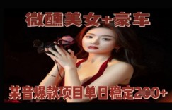 微醺美女+豪车，抖音爆款项目单日稳定2张+