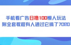 手机看广告日撸100懒人玩法附全套玩法教程有人通过它搞了上k