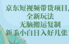 京东短视频带货项目，全新玩法，无脑搬运复制，新手小白日入好几张!