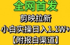 全网首发：剪映拉新，小白实操单日收益1k+【附报白渠道】