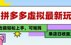 25最新拼多多虚拟电商，单店日入3位数，小白也能快速上手，保姆级教程