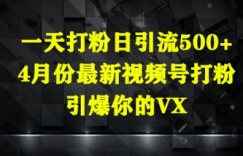 一天打粉日引流500+，4月份最新视频号打粉，引爆你的微信