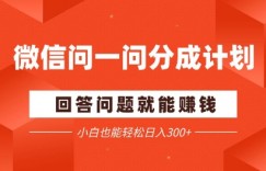 微信问一问分成项目，回答问题就能挣钱，小白也能轻松日入2张+