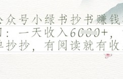 公众号小绿书抄书挣钱项目：一天收入多张，简单抄抄，有阅读就有收益