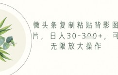 微头条复制粘贴背影图片，日入30-3张+，可无限放大操作