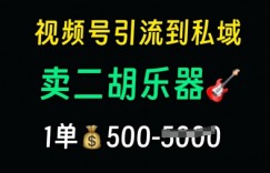 视频号引流到私域卖二胡乐器，1单利润5张，长期稳定项目