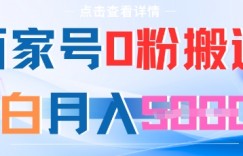 百家号0粉搬运，不用剪视频坚持搞，小白月入5k+