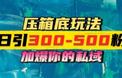 一天引流300-500粉，加爆你的私域，且都是实时变现，轻松日入多张