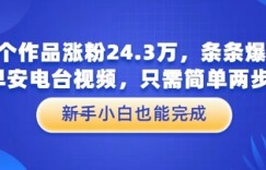 74个作品涨粉24.3W，条条爆款，早安电台视频，只需简单两步，新手小白也能完成