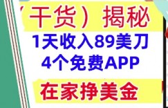 4个免费APP，在家挣美金，1天收入89美刀，0门槛，干货(揭秘)
