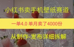 小红薯手机壁纸变现，4块钱一张的图，单月卖了5000份
