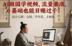 AI做国学视频，流量暴涨 ，0 基础也能日入多张