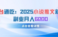全平台通吃：2025小说推文新玩法，副业月入6k