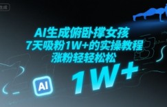 AI生成俯卧撑女孩，7天吸粉1W+的实操教程， 涨粉轻轻松松