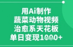用ai制作蔬菜动物视频，治愈天花板，单日变现多张