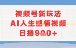 视频号新玩法，AI人生感悟视频日撸几张