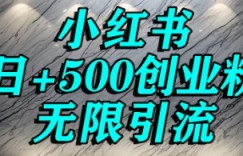 小红书无限引流创业粉，单人操作日引500+精准创业粉
