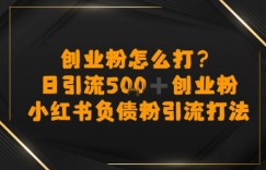 创业粉怎么打？小红书负债粉引流打粉，日引流500+精准创业粉