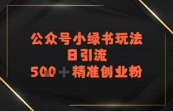 日引流500+精准创业粉，公众号小绿书玩法