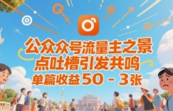 公众号流量主之景点吐槽引发共鸣，推流巨大，单篇收益50-3张