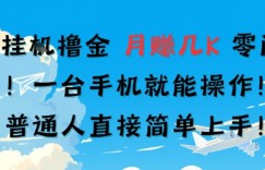 手机挂G撸金，零门槛项目，一台手机就能操作，月入几K，小白普通人直接简单上手