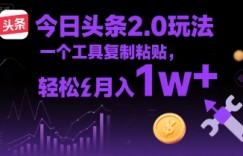 今日头条2.0玩法，一个工具复制粘贴，轻松月入1w+