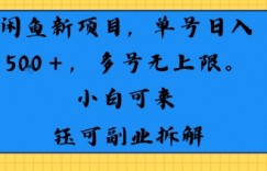 闲鱼玩法单号日收入5张+ 多号无上限 操作简单几乎零门槛
