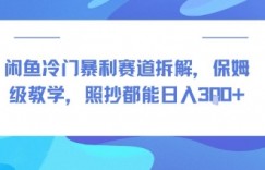 闲鱼冷门暴利赛道拆解，保姆级教学，照抄都能日入3张+