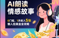 Ai朗读情感故事，0门槛，1天收入5张，每天10分钟，懒人捡美金全攻略