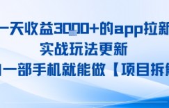 一天收益1k+的app拉新，实战玩法更新，小白一部手机就能做【项目拆解】