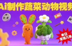用Ai制作蔬菜动物视频，流量非常好，单日变现几张
