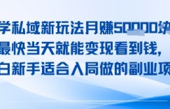 玄学私域新玩法月入1W+，最快当天就能变现看到米，小白新手适合入局做的副业项目