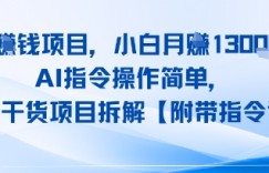 搬运挣钱项目，AI指令操作简单，小白月入1W+，全程干货项目拆解