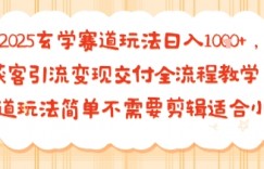 2025玄学赛道玩法日入多张，获客引流变现交付全流程教学，赛道玩法简单不需要剪辑适合小白
