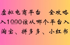 虚拟电商平台全攻略日入多张该从哪个平台入手