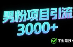 新的安全引流方式可用于男粉项目，不会封号，收益可观