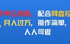 卖考公资料，配合网盘拉新，月入过W，操作简单，人人可做